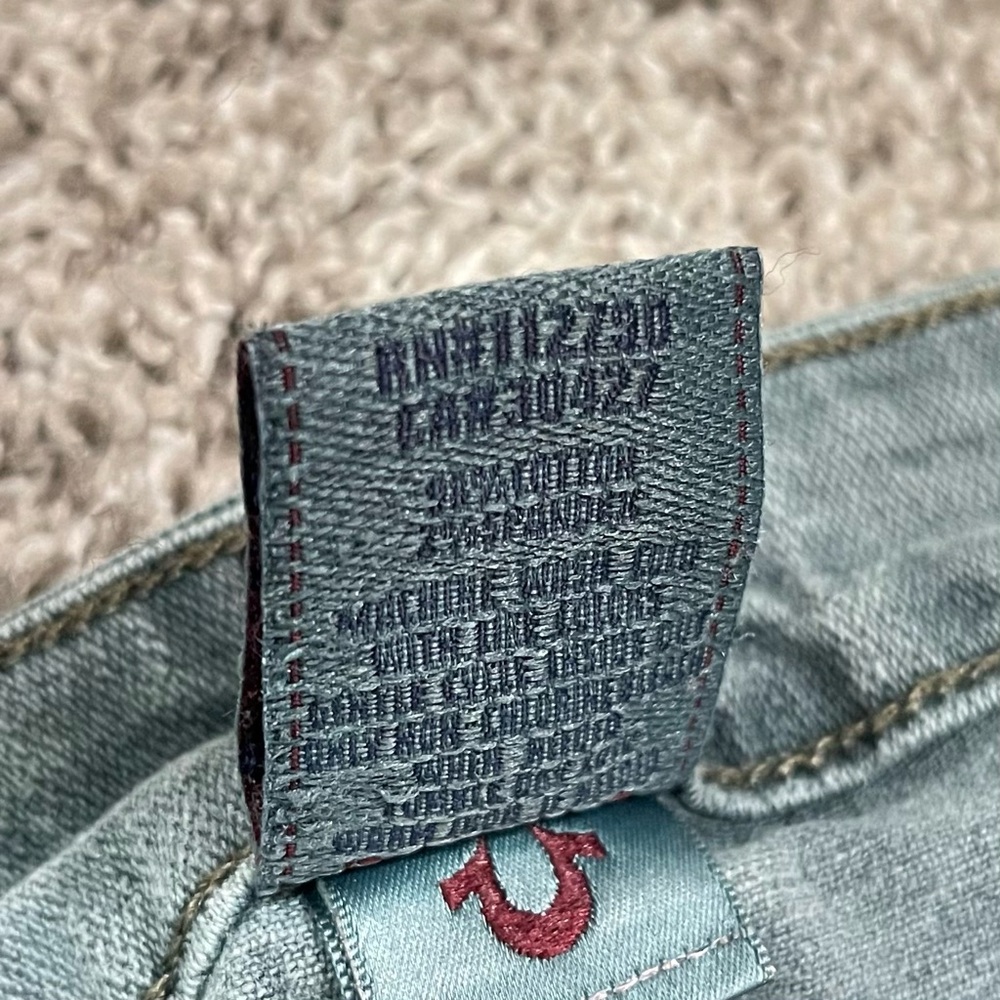 True Religion Becky Bootcut Flare Jeans Greenish Wash Size 30 Made in USA - Picture 9 of 14